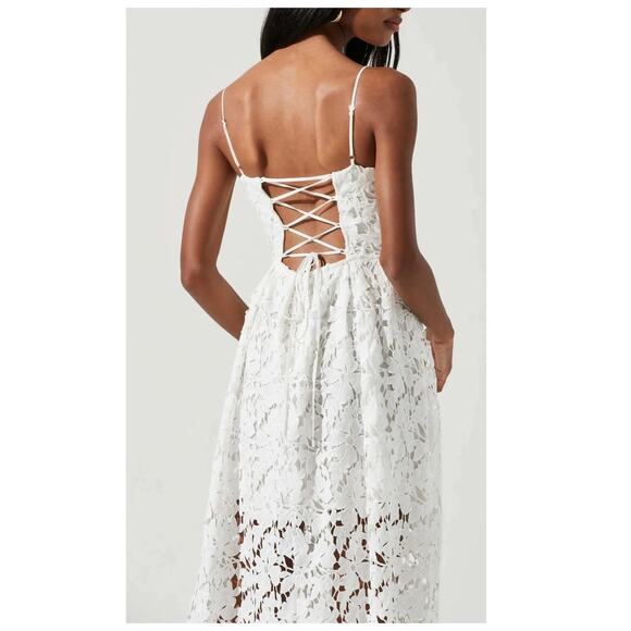 ASTR The Label Joyce Linen Blend Lace Midi Dress - L - Picture 4 of 5